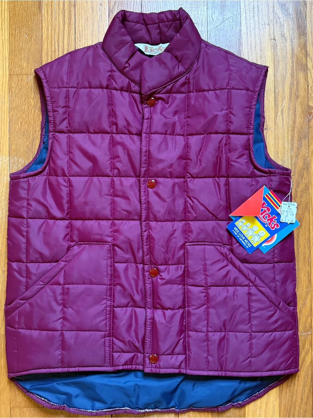 Vintage 1980’s Deadstock BNWT Kicks Puffer Vest